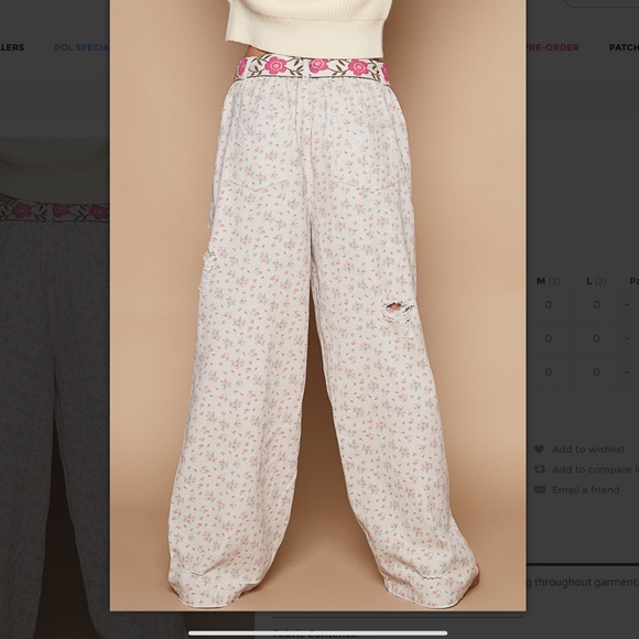 POL 🩵 73 POL Twill Distressed Loose Fit Pants In Pink Floral SR4 - Picture 4 of 7